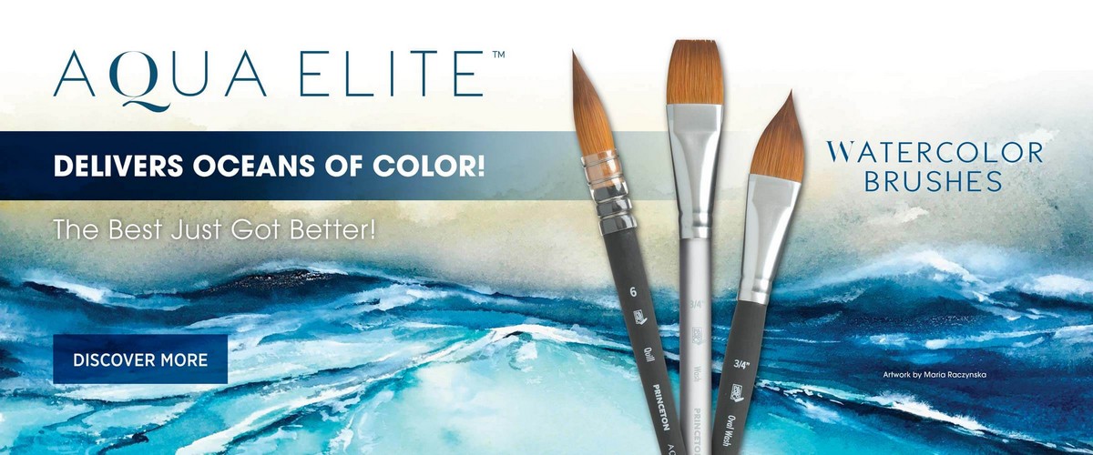  Princeton Aqua Elite, Series 4850, Synthetic Kolinsky  Watercolor Paint Brush,Round, 20