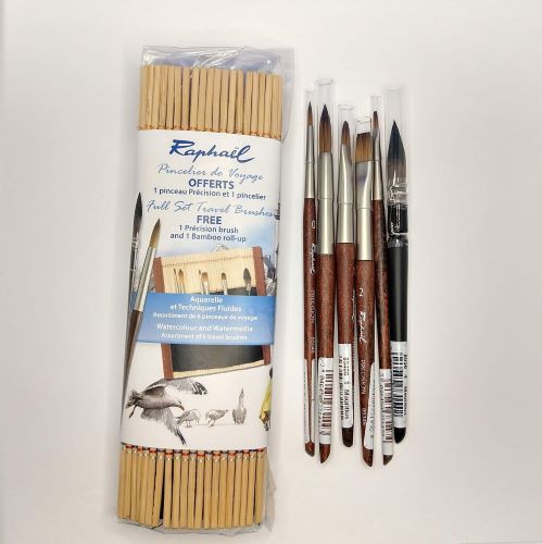 Raphael Precision Travel Mini 6-Brush Set w/ Bamboo Wrapper